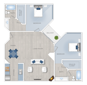 The Summit Apartments in Hollywood The Summit Apartments in Hollywood offer a floor plan of a two bedroom apartment for rent.