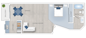 The Summit Apartments in Hollywood The Summit Apartments in Hollywood offer a spacious floor plan for their one bedroom apartment.